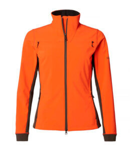 softshell caza mujer cortaviento naranja alta visibilidad