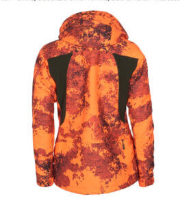 chaqueta de caza de mujer naranja de alta visibilidad impermeable