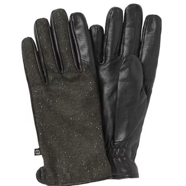 guantes de tweed y cuero para hombre