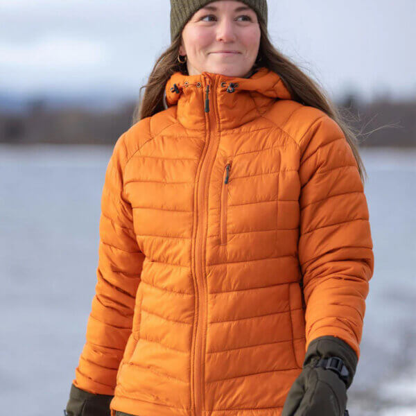 chaqueta plumifero de mujer color naranja