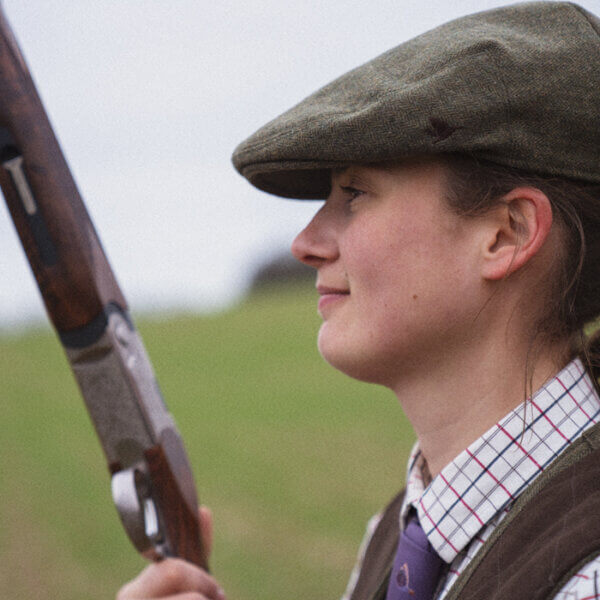 gorra inglesa de tweed de mujer